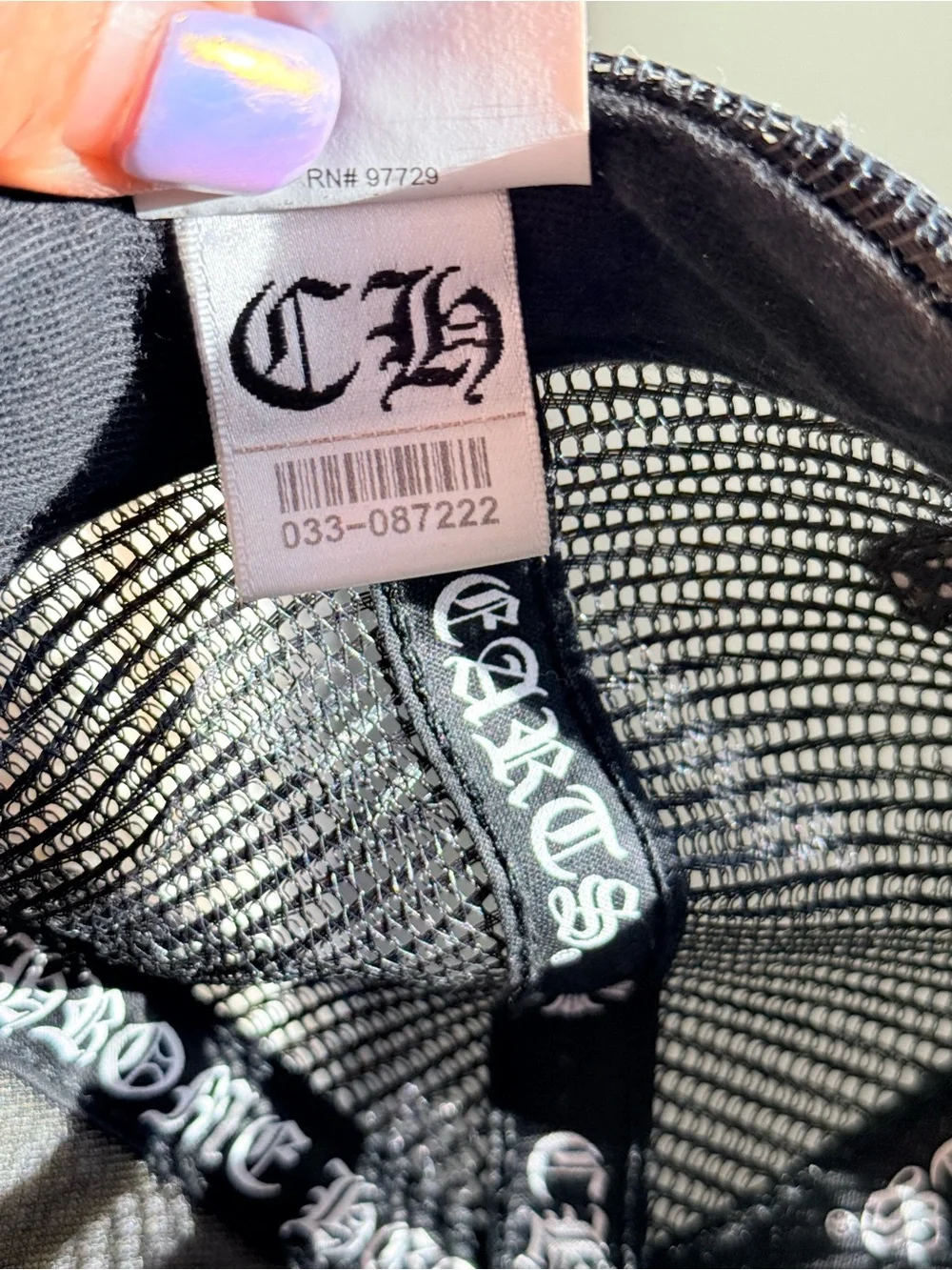 New Vintage Y2K Chrome Hearts Black Trucker Hat with White Gothic Logo w serial#